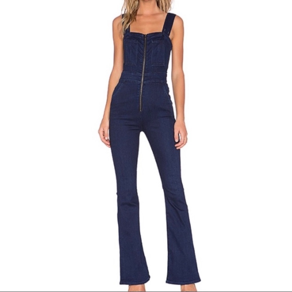 7FAM Dark Blue “Vibrant” Wash Denim Overalls/ Jumpsuit